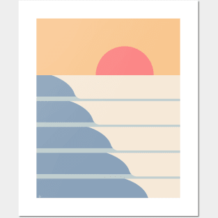 Retro Sunset Waves Posters and Art